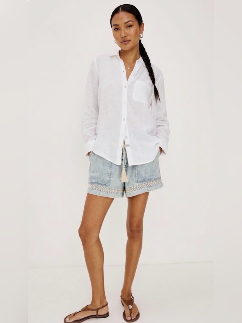 RAILS Women’s Ellis Organic Cotton Gauze Button-Up Shirt In White Sz M